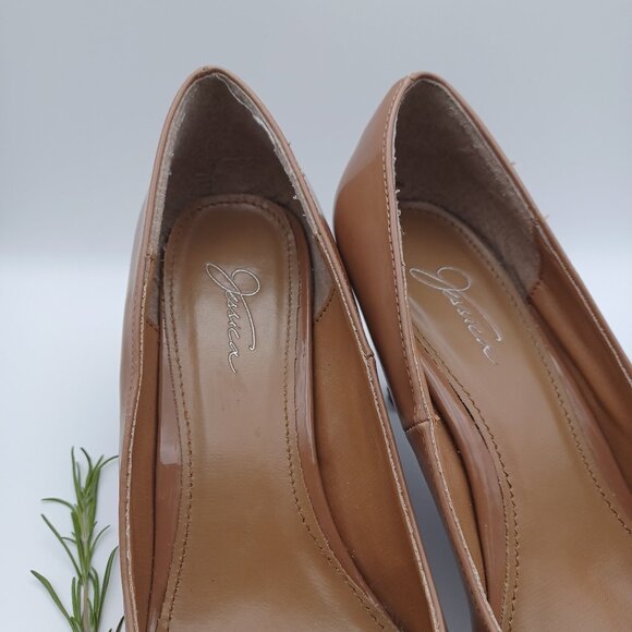 Jessica Patent Tan Pumps - Picture 7 of 10